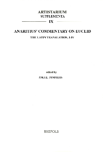 Anaritius' Commentary on Euclid. The Latin Translation, I-IV