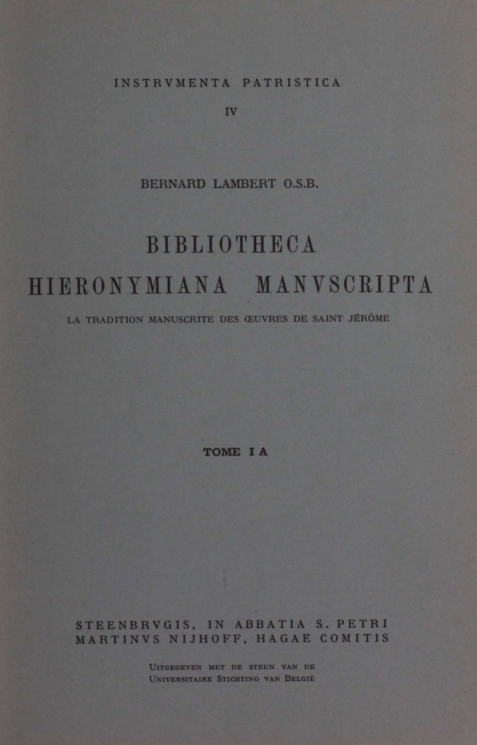 Bibliotheca Hieronymiana manuscripta