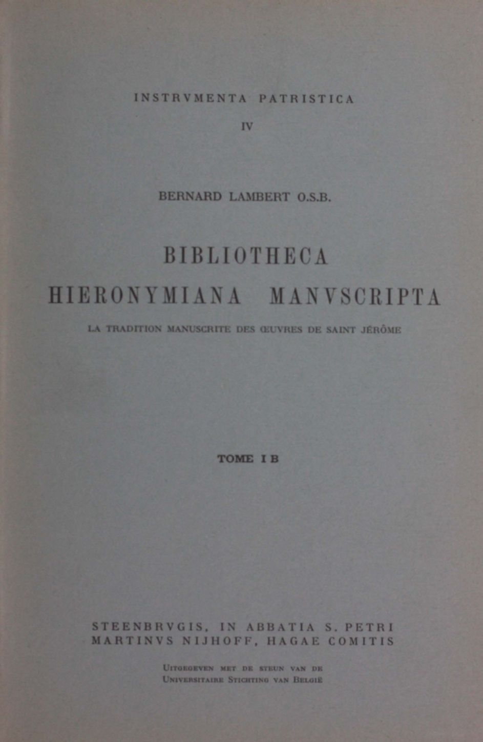 Bibliotheca Hieronymiana manuscripta