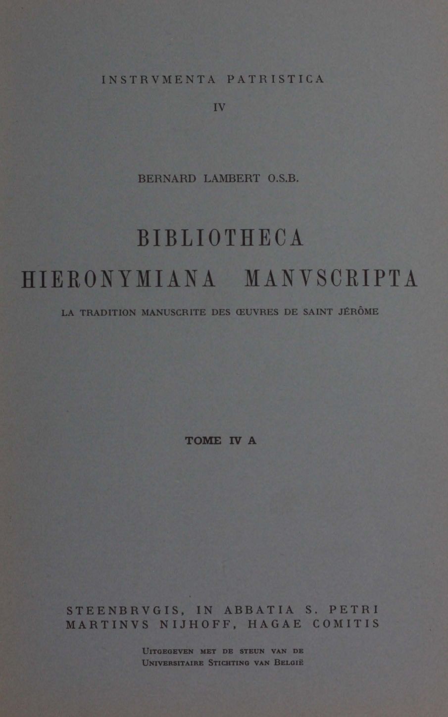 Bibliotheca Hieronymiana manuscripta