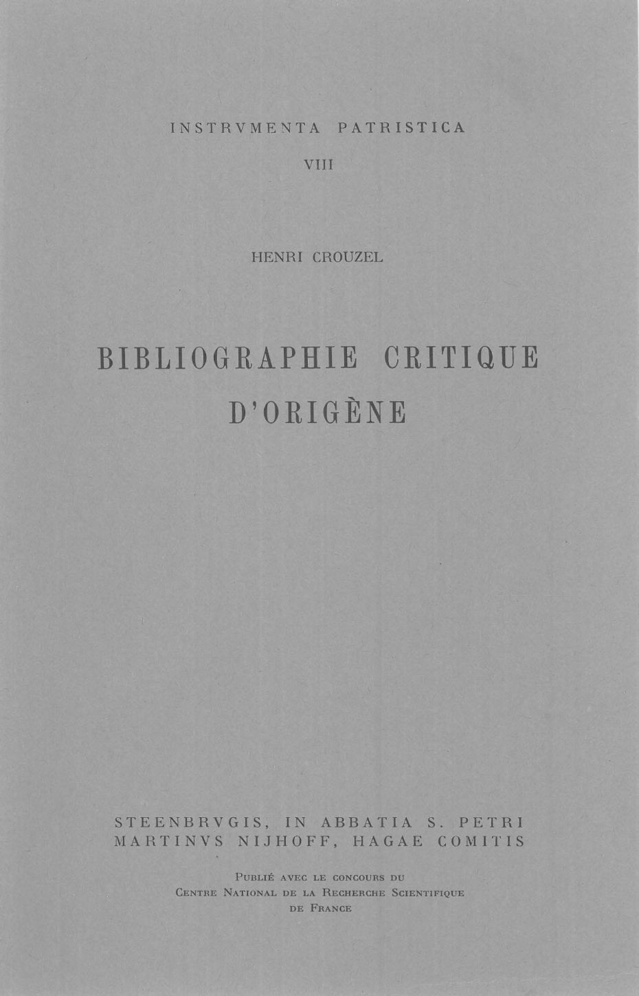 Bibliographie critique d'Origène