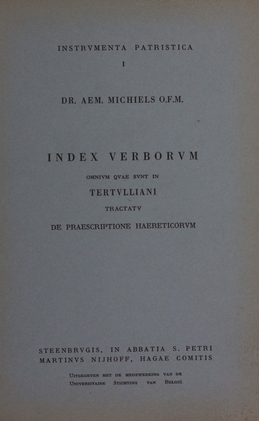 Index verborum quae sunt in Tertulliani tractatu de praescriptione haereticorum