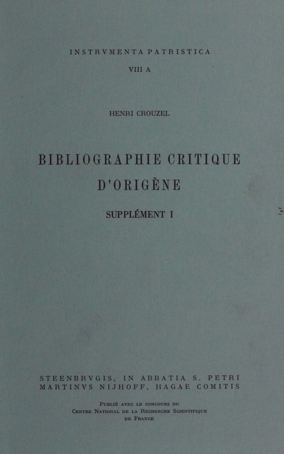 Bibliographie critique d'Origène